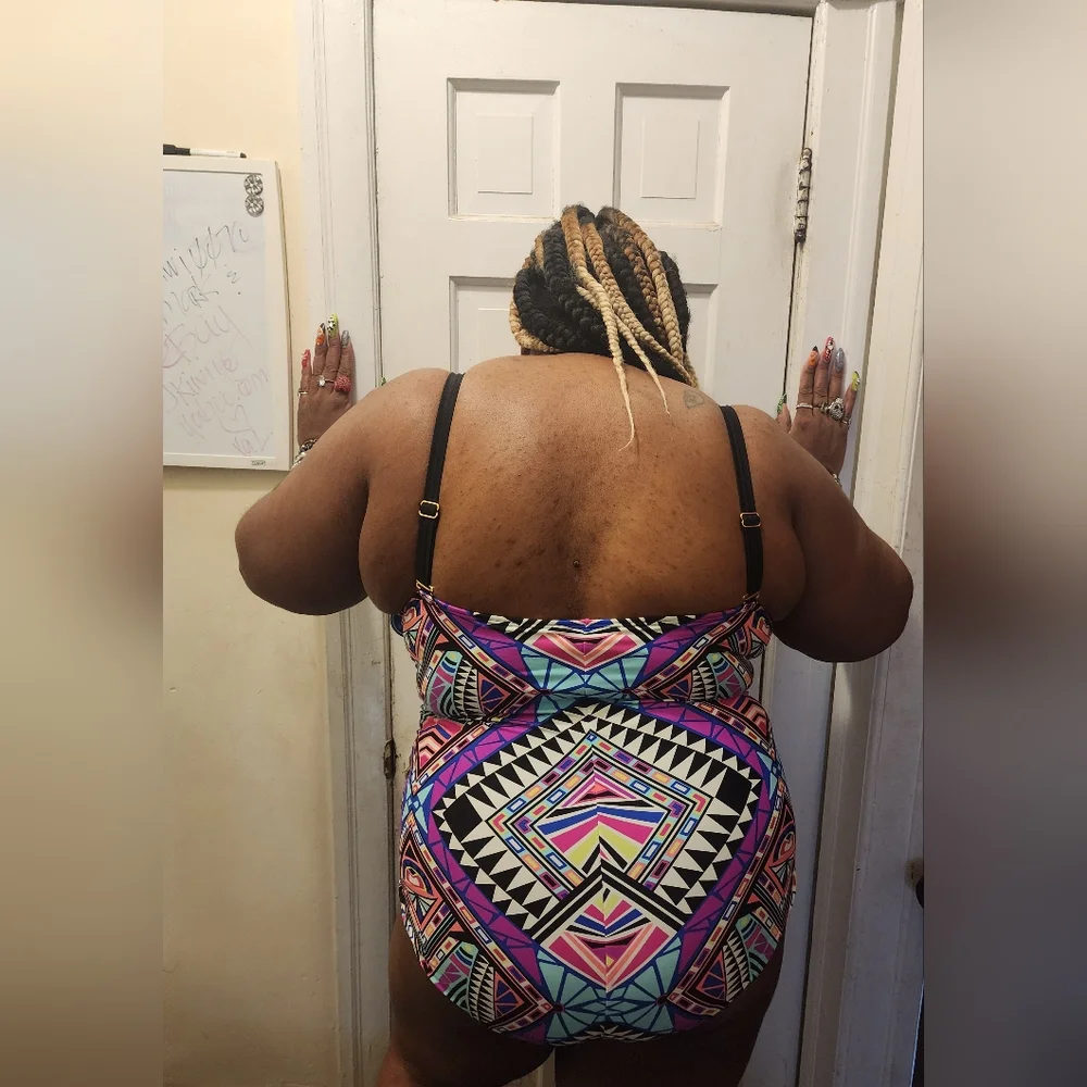 18 [Swimsuits For All] Tropical Tribal 1pc Swimsuit -Has underwire no liner - Picture 3 of 10